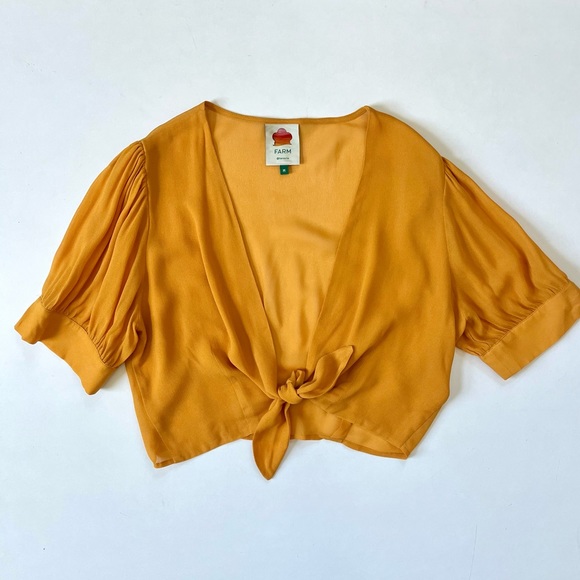 FARM Rio Tops - Farm Rio Tie Front Top Apricot Yellow Medium